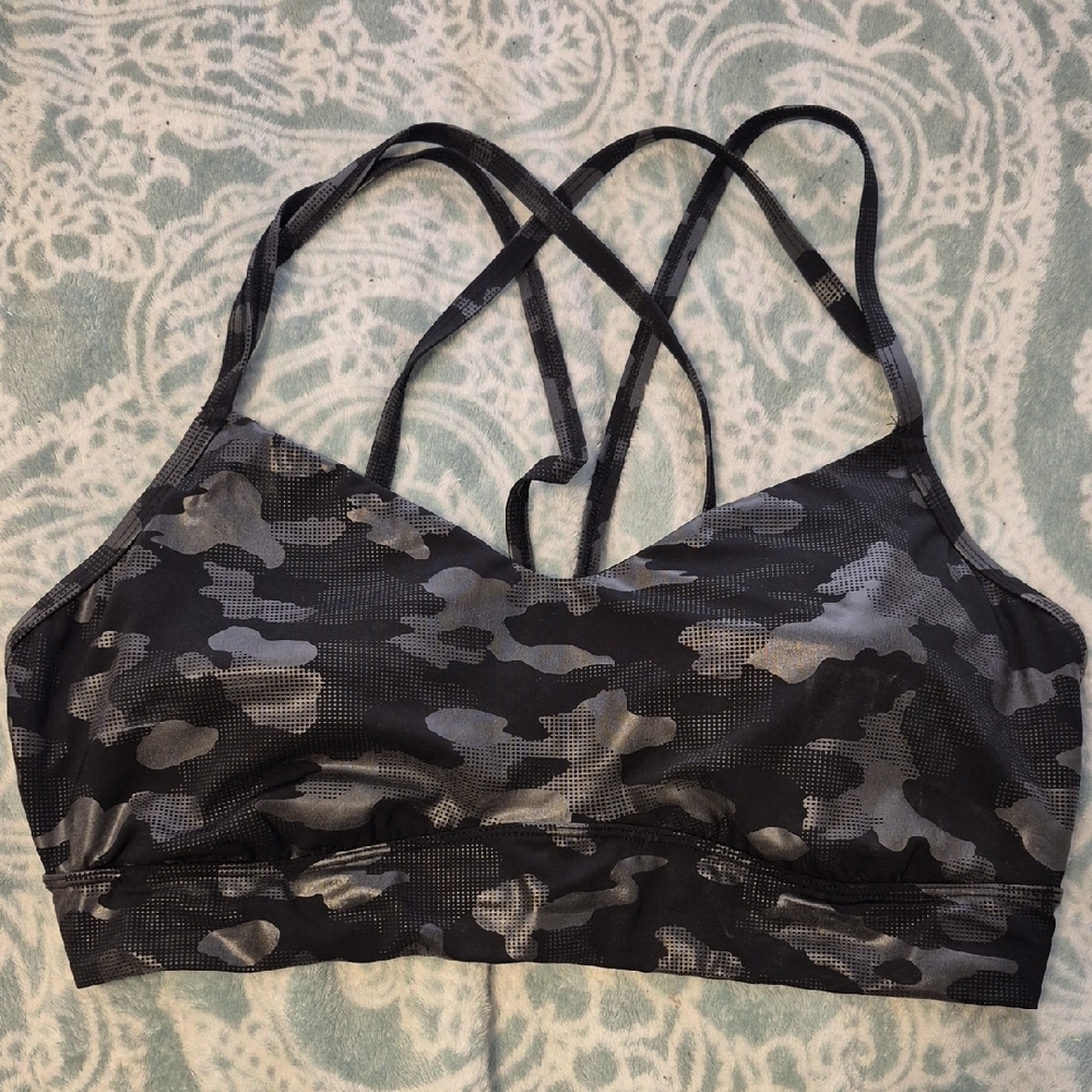 all in motion Black & Grey Camo Strappy Sports Bra